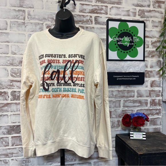 Comfort Colors Cream Crewneck Sweater Fall medium - Picture 1 of 6